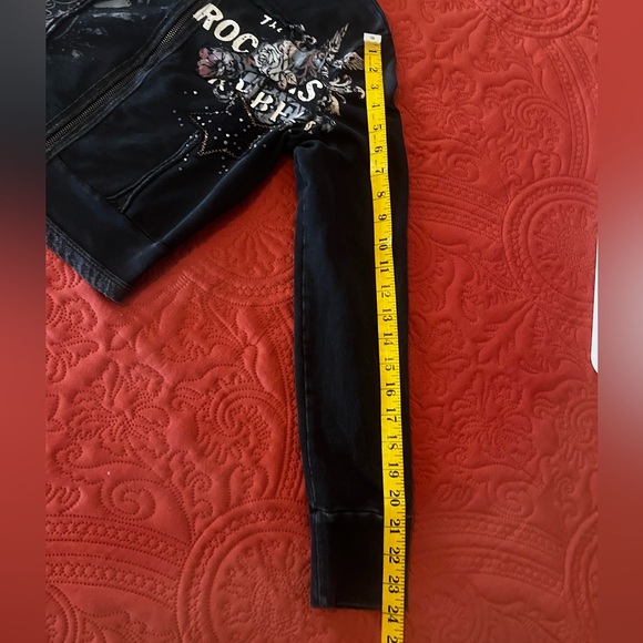 🛍️ Libertalia Black Motorcycle Biker “Rockers & Rebels” Zip Up Sweatshirt, Sz XS - Picture 9 of 12